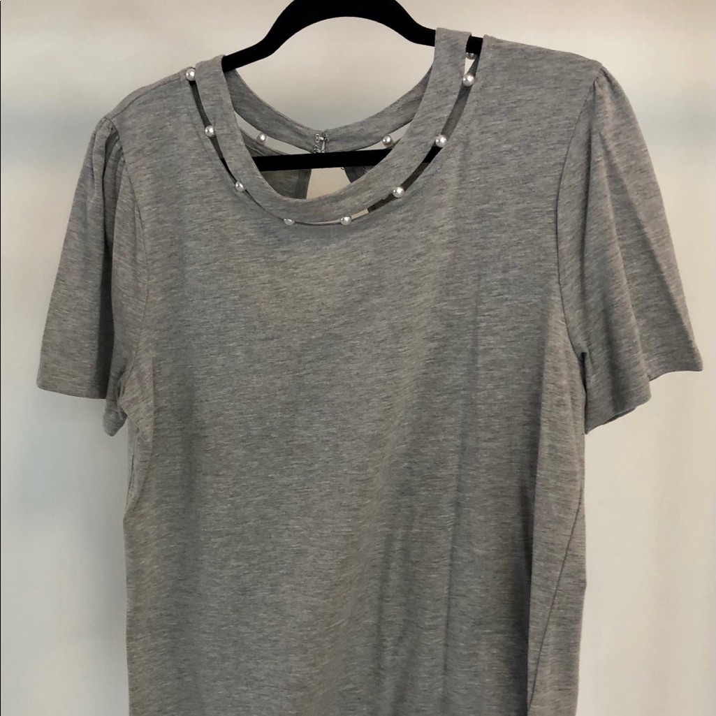 Anthropologie Cut Out T-Shirt & Pearls
